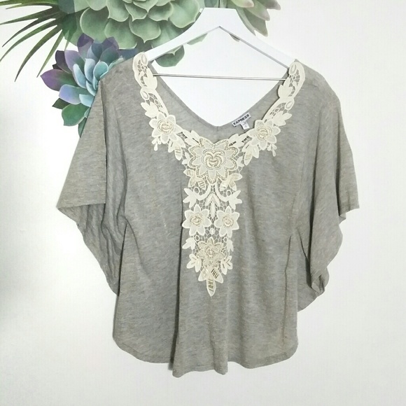 Express Tops - NEW Express Lace Dolman Sleeve Top
